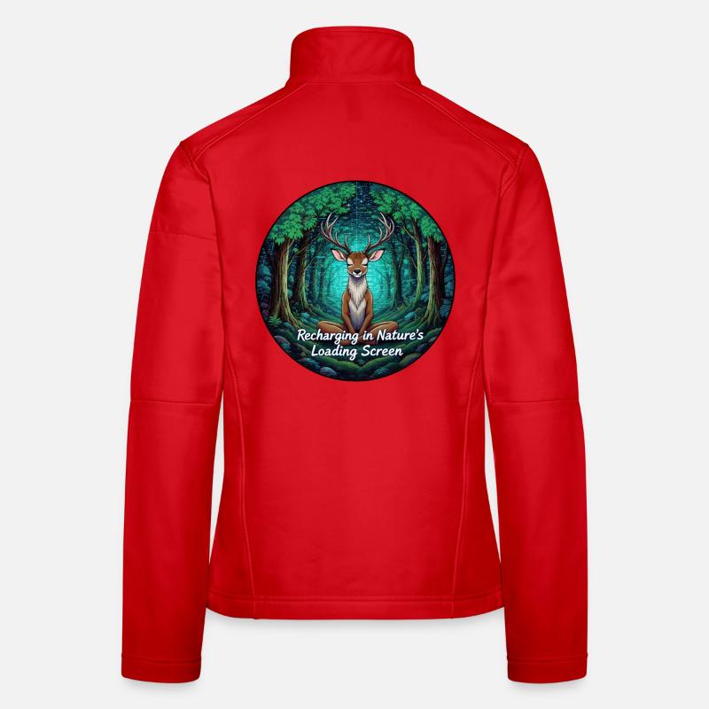 Mystic Forest Deer with Loading Screen Women's Softshell Jacket