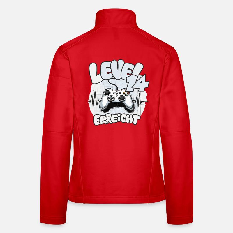 Level 14 Reached Controller Joypad Heartbeat Women's Softshell Jacket