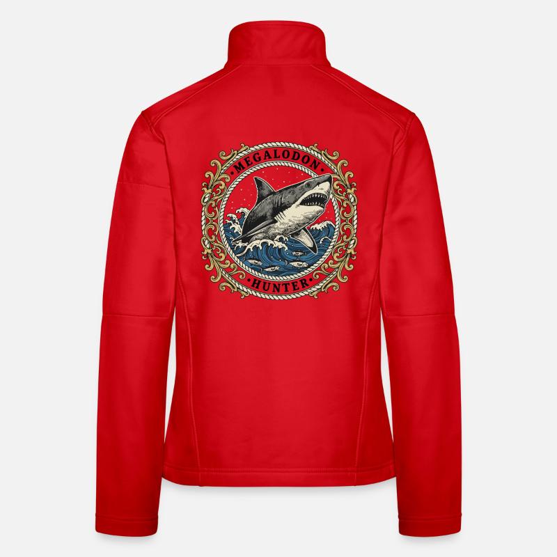 Megalodon Hunter Vintage Ocean Patch Women's Softshell Jacket