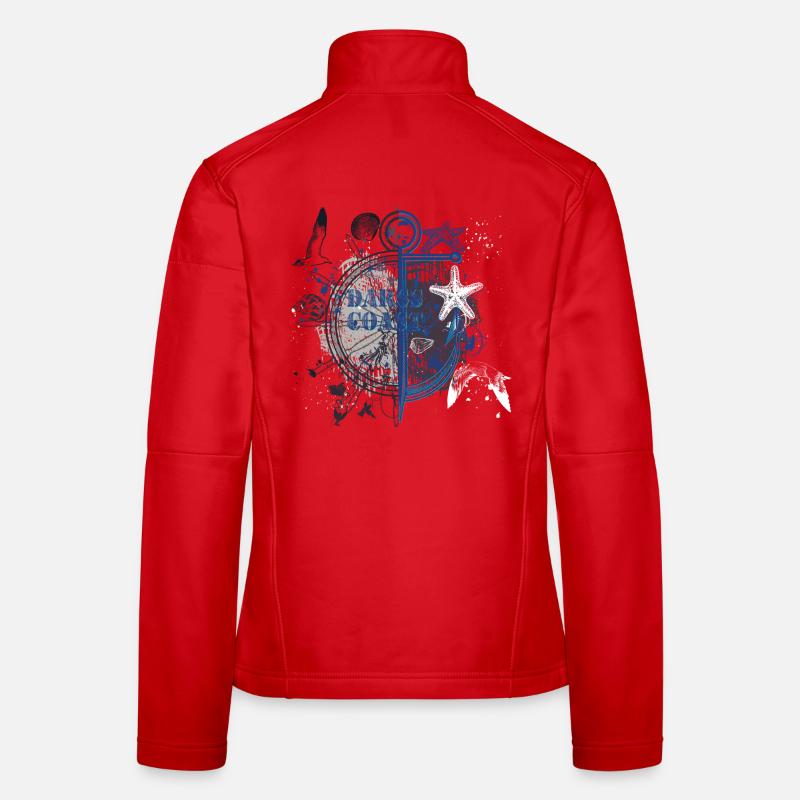Night Nautical Anchor Compass - Women's Softshell Jacket - red