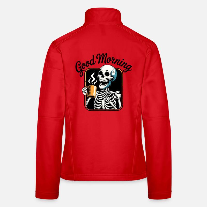 Coffee Skeleton with Steaming Cup Women's Softshell Jacket