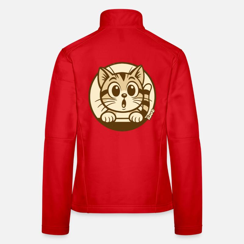 Neugieriges Kätzchen--Abzeichen Frauen Softshelljacke