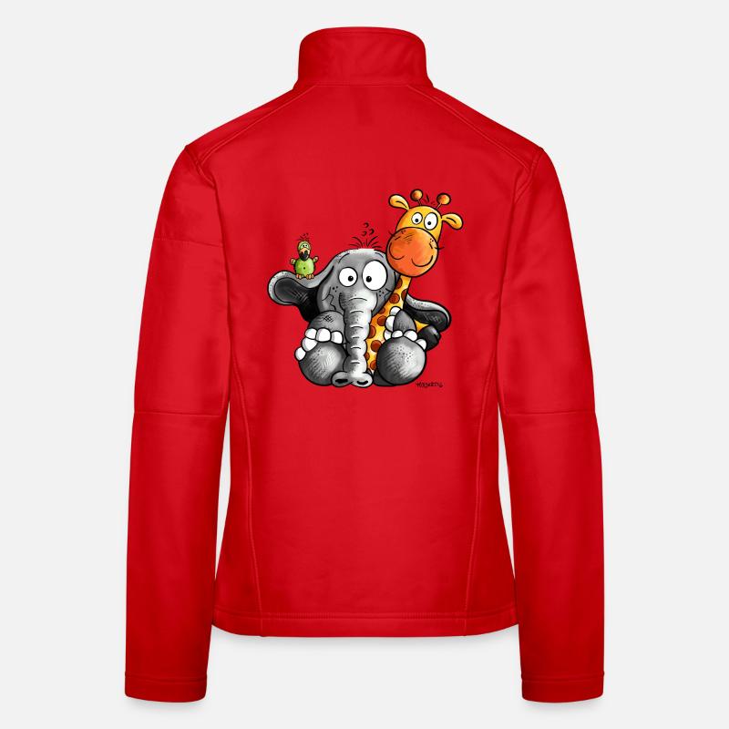 Elefant umarmt Giraffe - Frauen Softshelljacke - Rot