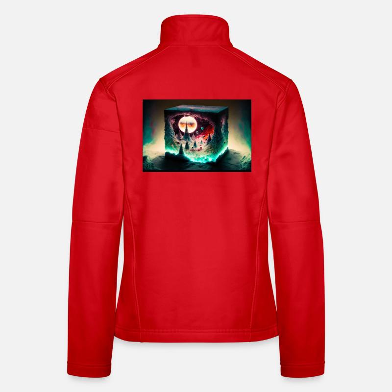 Paysage du Cube de Néon de la Lune Veste en tissu softshell Femme