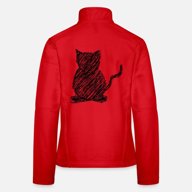 Katze Scribble Zeichnung Tier Geschenk Frauen Softshelljacke
