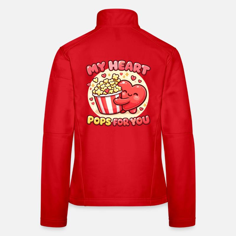 Cœurs de popcorn sucrés pour la Saint-Valentin Veste en tissu softshell Femme