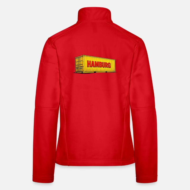 Hamburg Gelber Container Design Frauen Softshelljacke