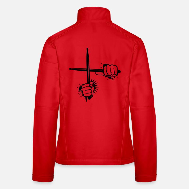 zwei gekreuzte Drumsticks - Frauen Softshelljacke - Rot