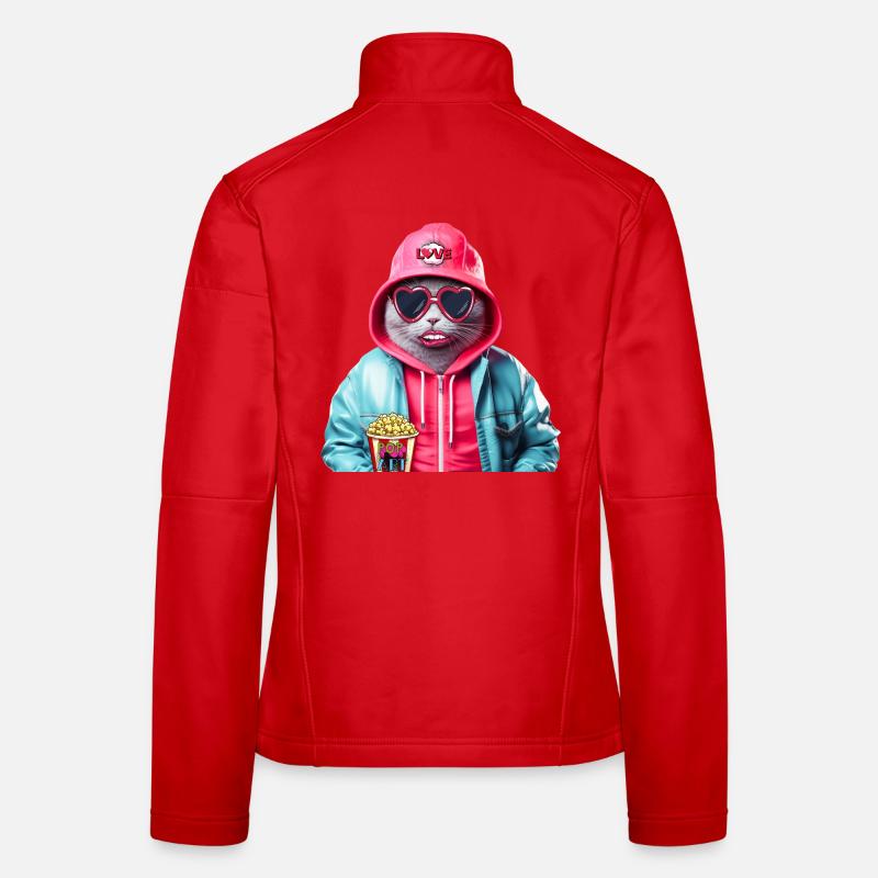 Pop Art Cat - Women's Softshell Jacket - red