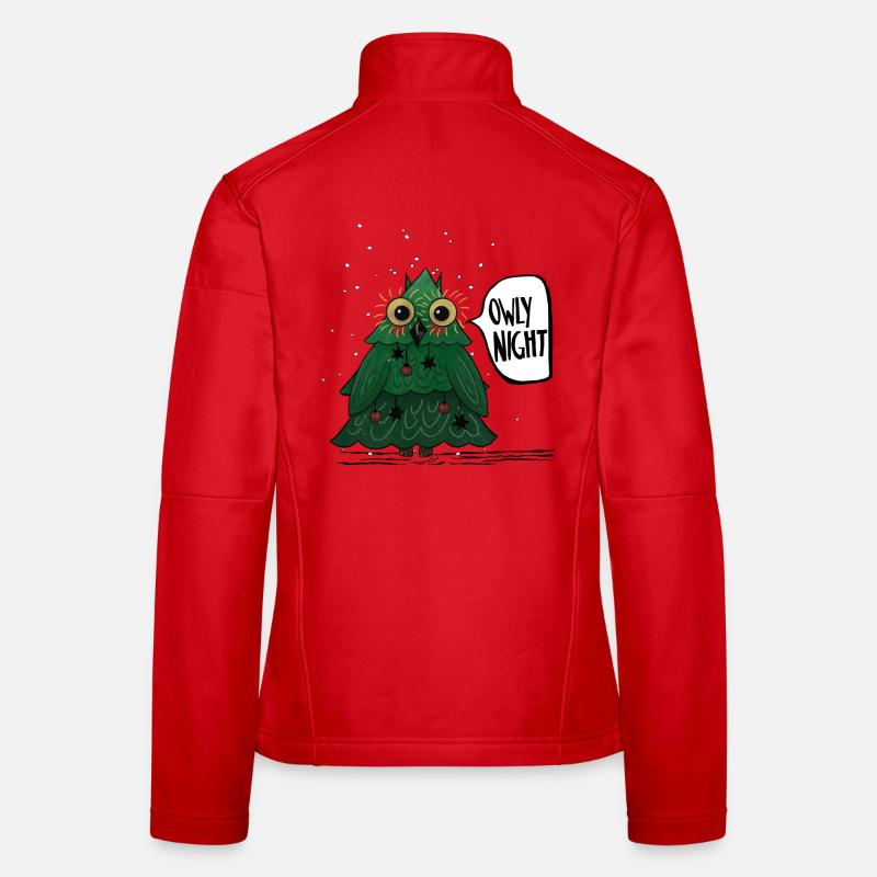 Owly Christmas Night Christmas Tree Owl - Women's Softshell Jacket - red