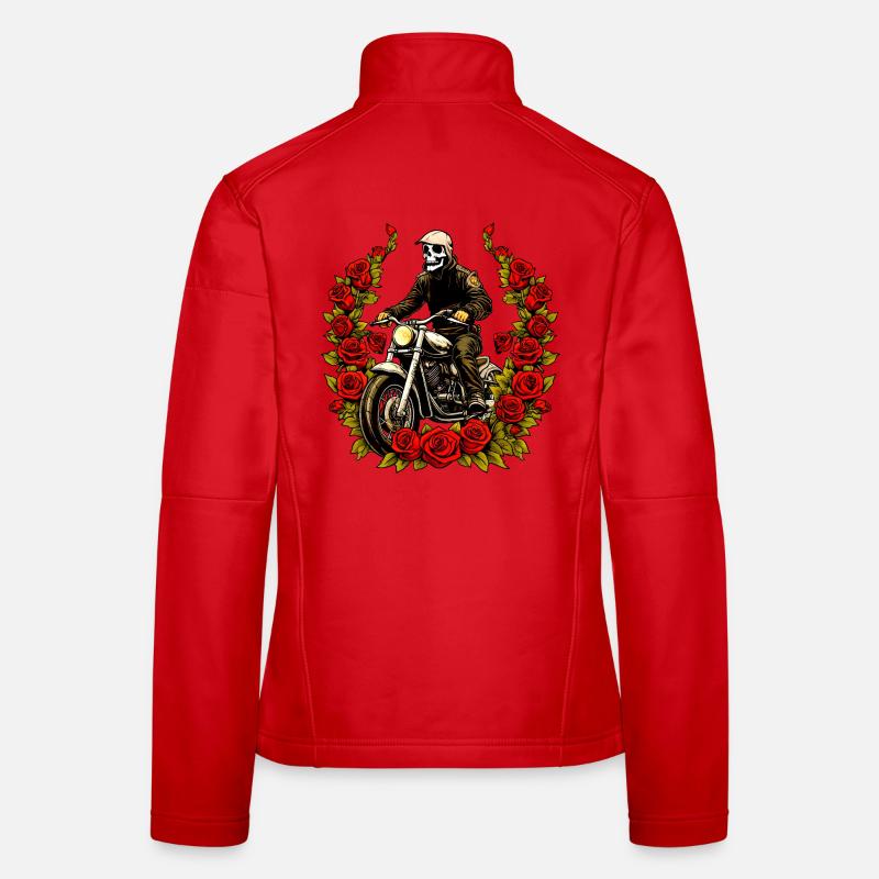 Roses squelette moto Veste en tissu softshell Femme