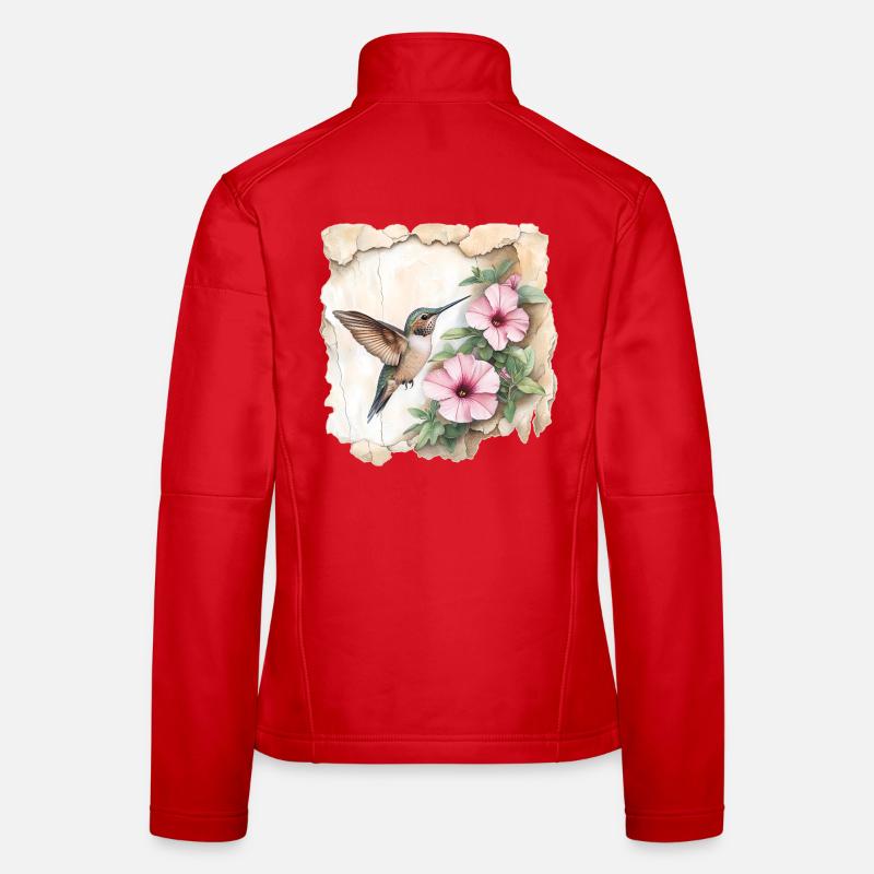 Kolibri mit Blüten Frauen Softshelljacke
