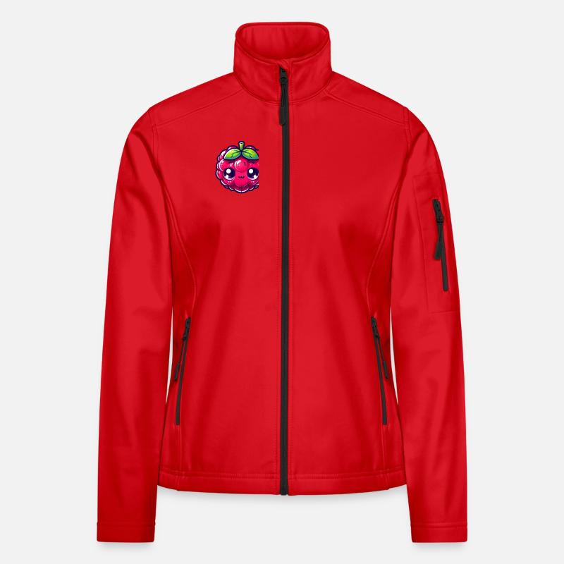Raspberry Kawaii Illustration Women's Softshell Jacket