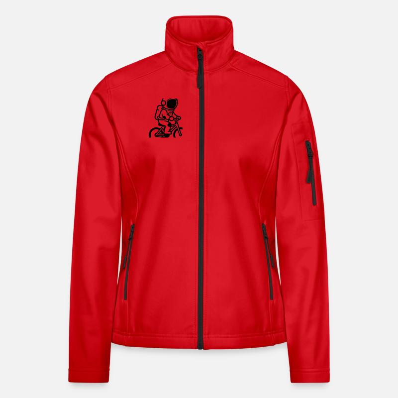 Astronaut on Bicycle Line Style - Women's Softshell Jacket - red