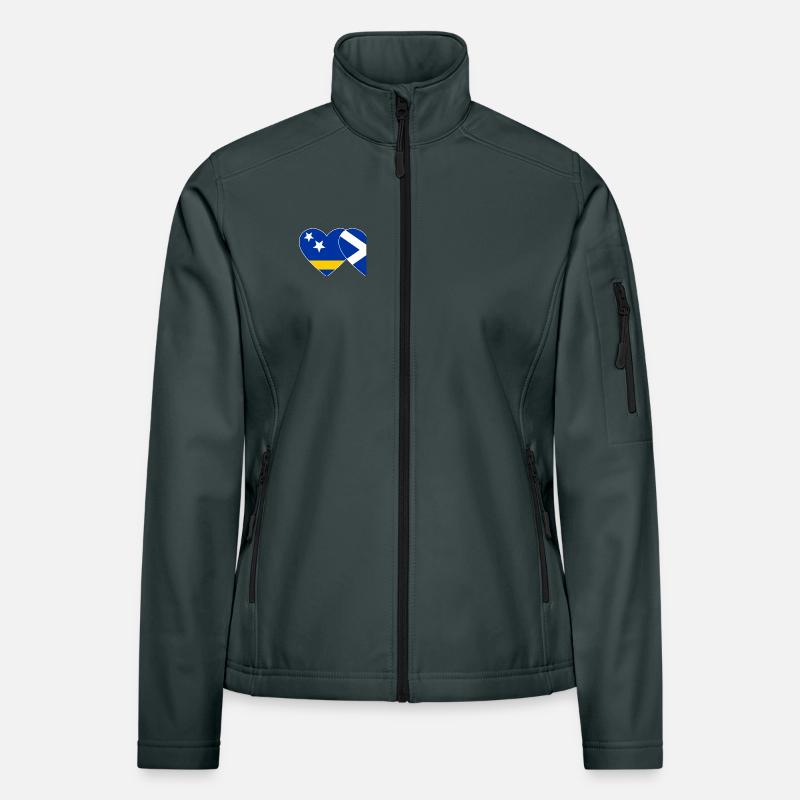 Cœur du drapeau de Curaçao en Écosse utilisé Veste en tissu softshell Femme