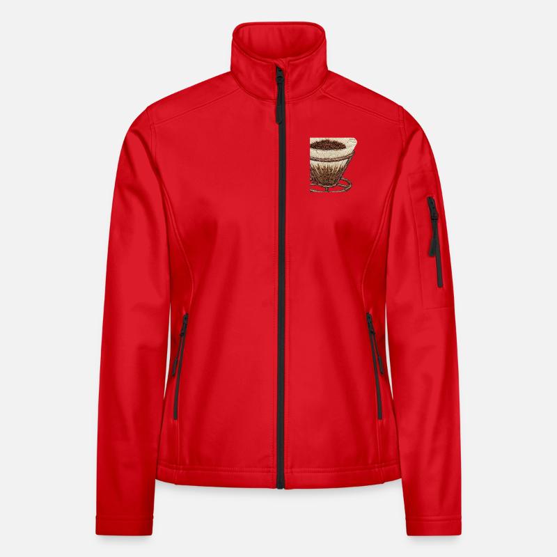 Bestickter Kaffeefilter – minimalistisch Frauen Softshelljacke