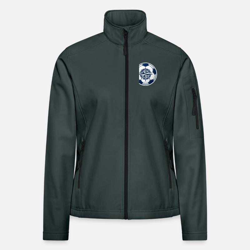 Compass Ball: Directional Soccer Design Women's Softshell Jacket
