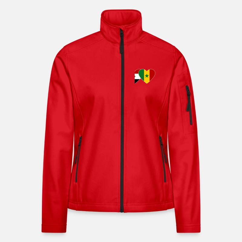 Sudan Senegal Flagge Herz Frauen Softshelljacke