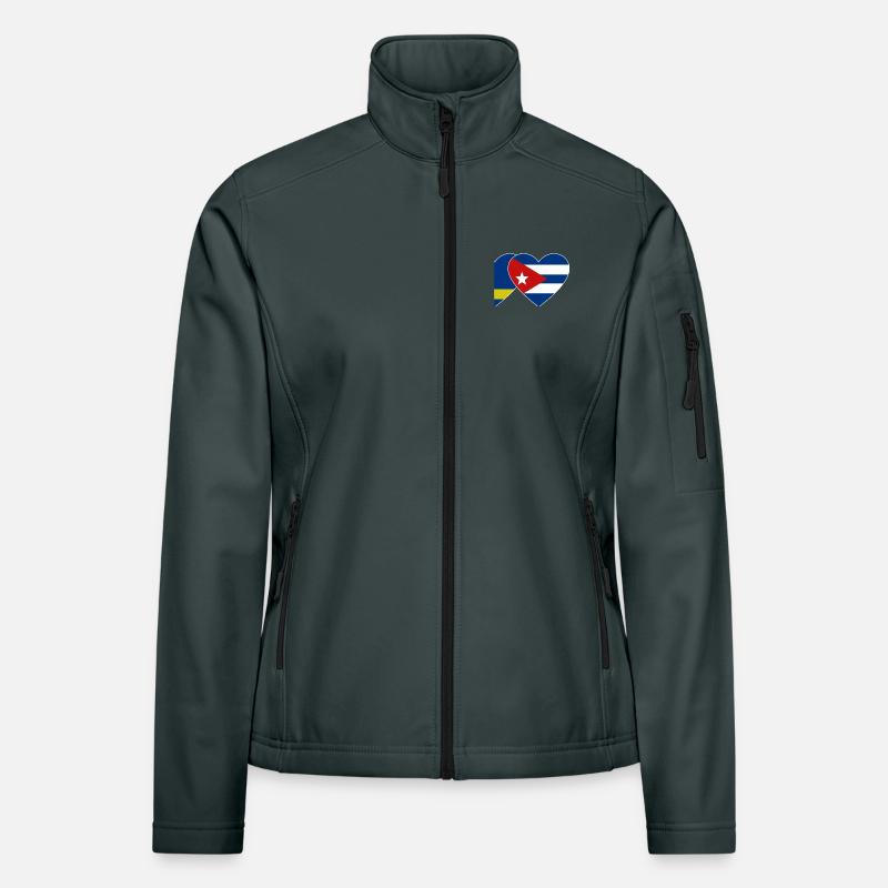 Cœur du drapeau de Curaçao Cuba Veste en tissu softshell Femme