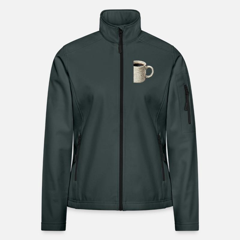 Bestickter Filterkaffee – lungo Frauen Softshelljacke