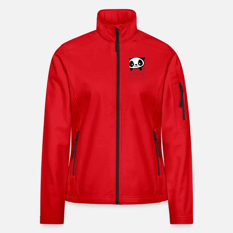 Panda Peeking From Pocket Women's Softshell Jacket