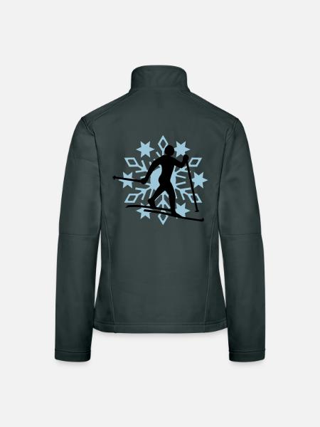 Langläufer Schneeflocke - Frauen Softshelljacke - Schwarz - Hinten