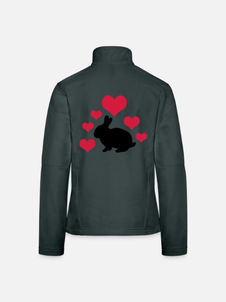 Rabbit with 6 hearts 2 - Women's Softshell Jacket - black - Back