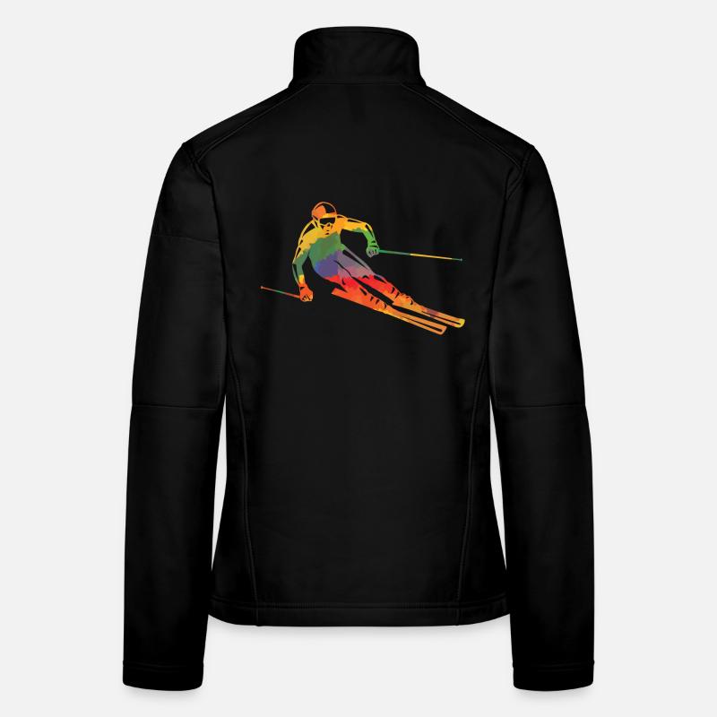 Farbiger Skifahrer - Frauen Softshelljacke - Schwarz