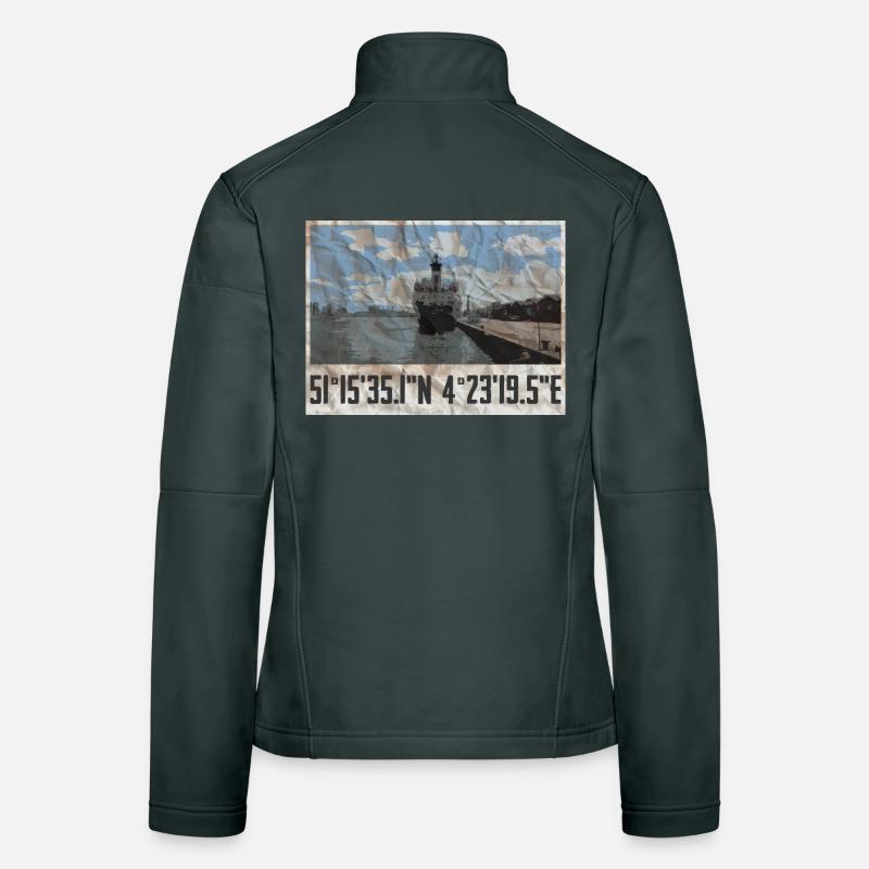 Antwerp port design with geocoordinates Women's Softshell Jacket