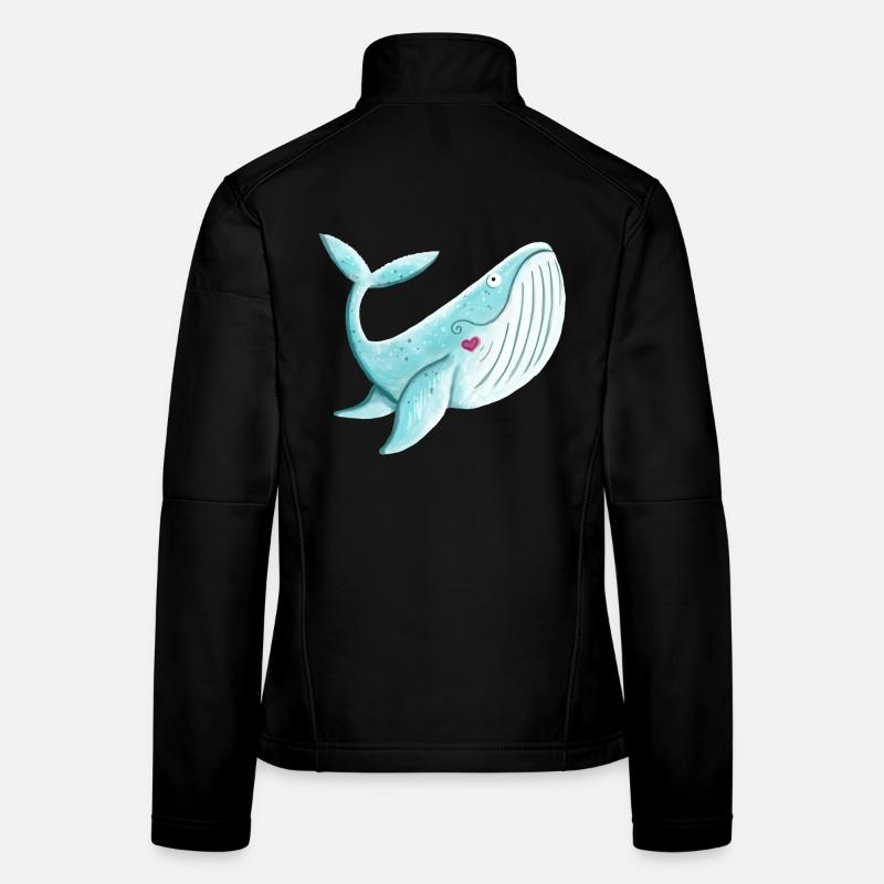 Whale with Heart I Humpback Whale Gift Comic Women's Softshell Jacket