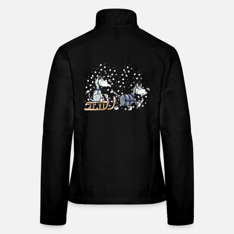 Schlittenhunde im Schnee Frauen Softshelljacke