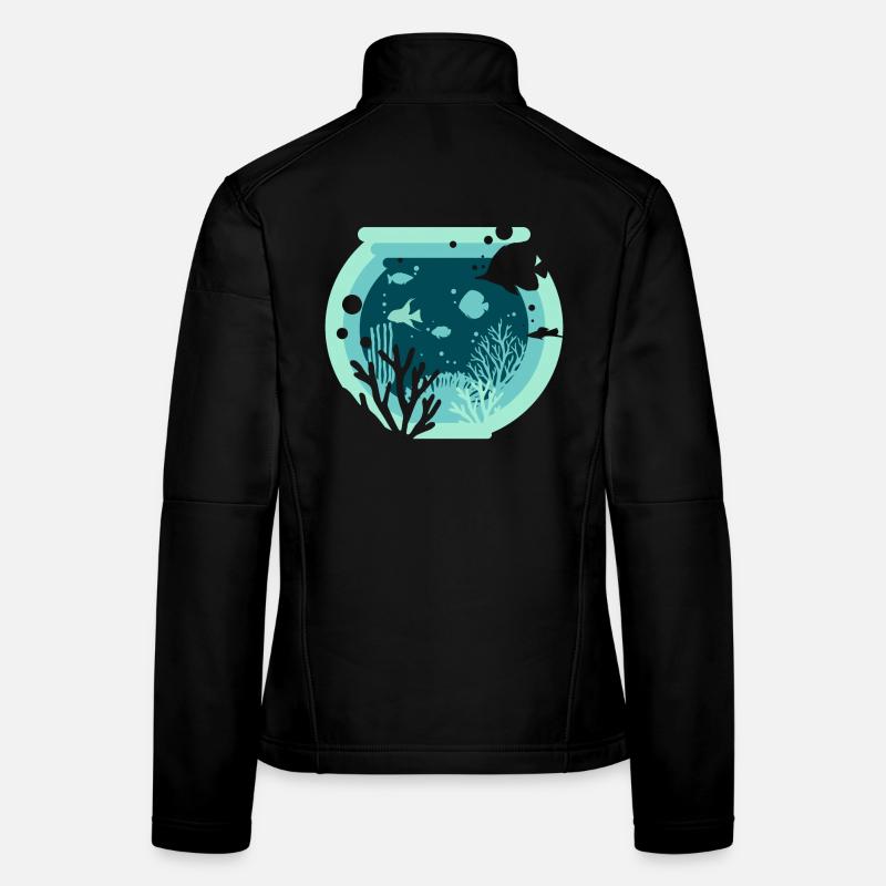 Aquarium - Aquaristik - Frauen Softshelljacke - Schwarz