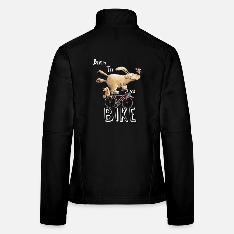 Né à vélo je chien sur dessin animé de vélo Veste en tissu softshell Femme