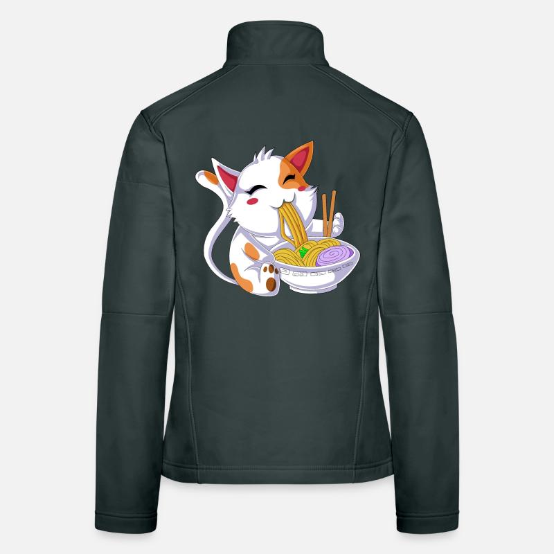 Ramen mangeant des chats Veste en tissu softshell Femme