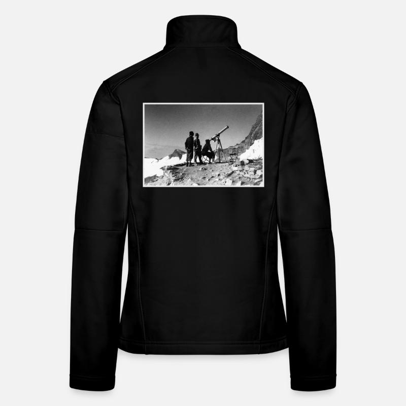 Drei Männer und ein Teleskop Frauen Softshelljacke