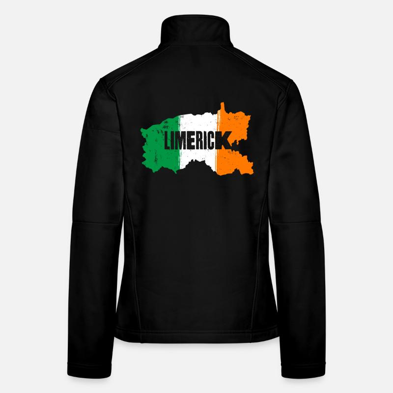 | du comté de Limerick, Irlande Contour de la carte du drapeau Veste en tissu softshell Femme