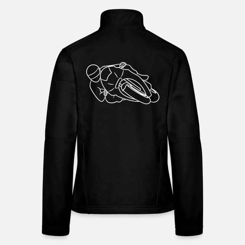 Motorbike Racer Hanging Off - Front View, bright Women's Softshell Jacket