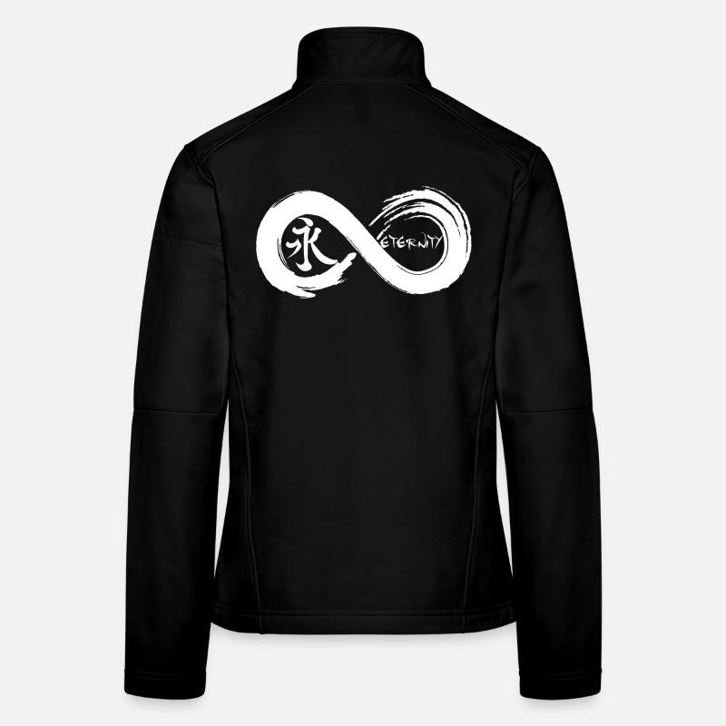 Symbole infini et éternité en japonais (blanc) Veste en tissu softshell Femme