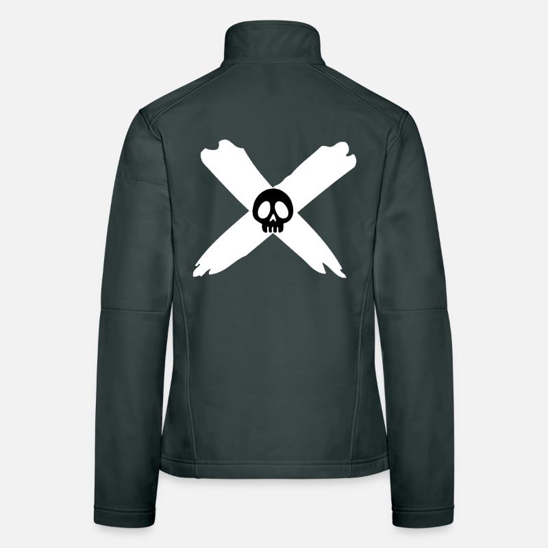 Crâne et croix blanche Veste en tissu softshell Femme