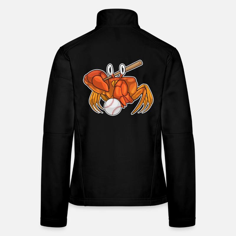Crab Baseball Baseball Bat Women's Softshell Jacket