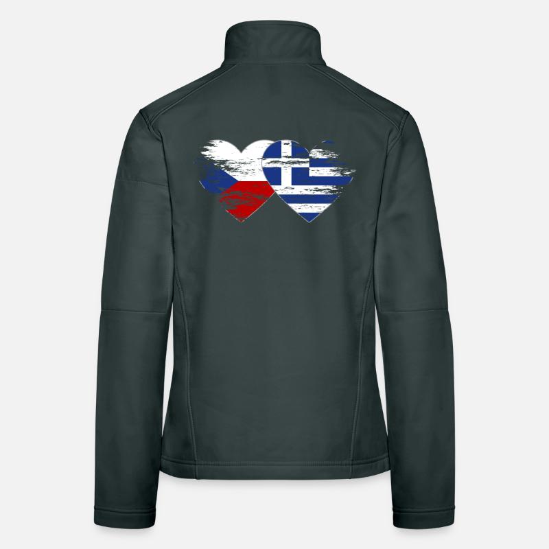 République tchèque Grèce Drapeau utilisé coeur Veste en tissu softshell Femme