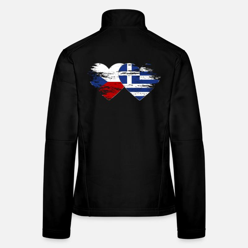 République tchèque Grèce Drapeau utilisé coeur Veste en tissu softshell Femme