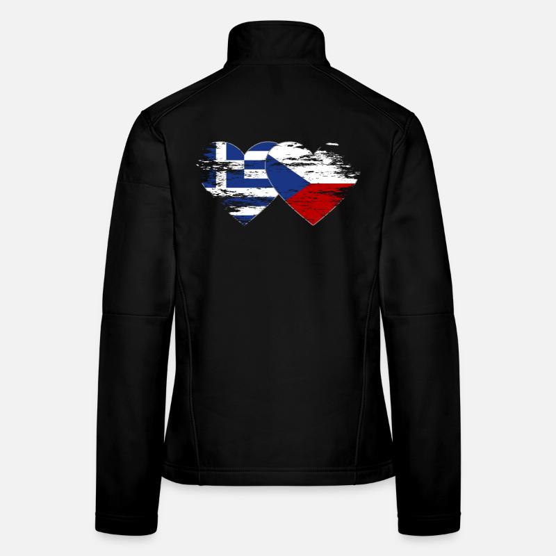 Grèce République tchèque drapeau utilisé coeur Veste en tissu softshell Femme