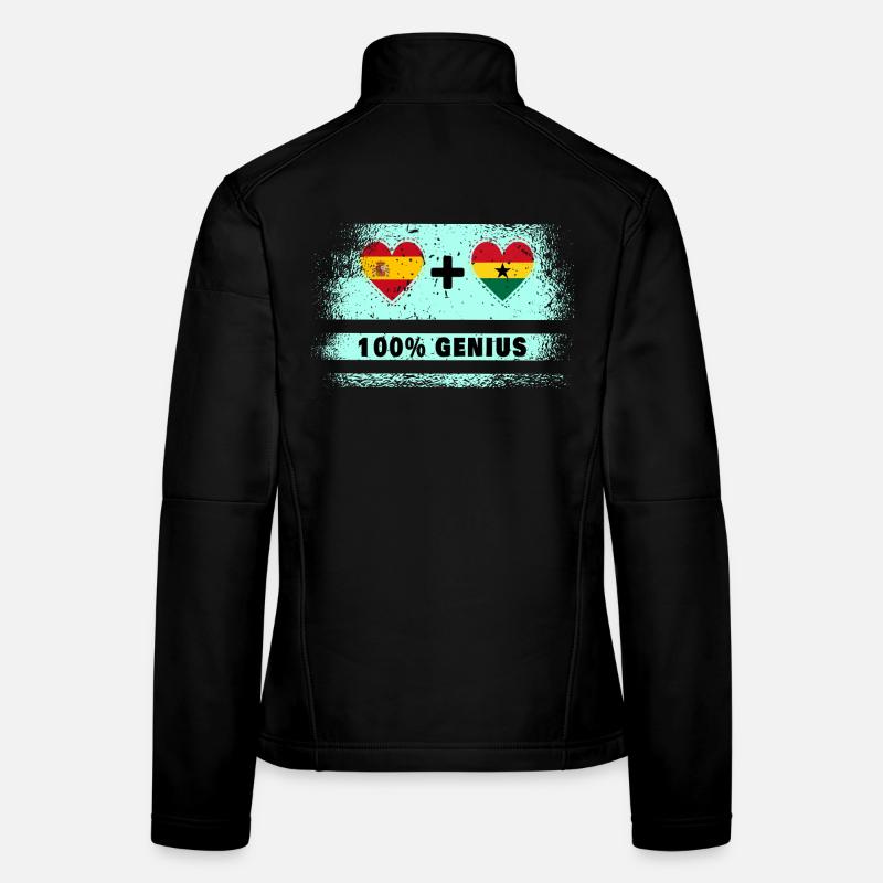 Spain and Ghana flag 100% genius Women's Softshell Jacket