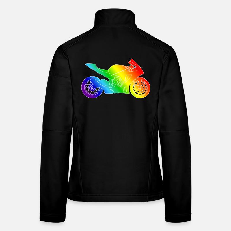 Supersport Motorrad in Regenbogenfarben - Frauen Softshelljacke - Schwarz