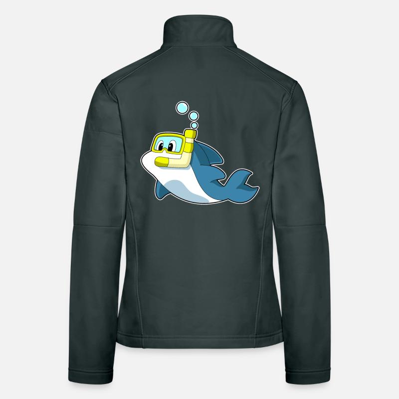 Plongée en apnée avec plongeur de dauphins Veste en tissu softshell Femme