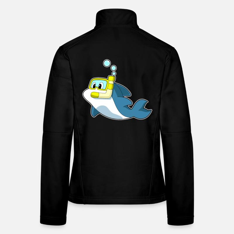 Plongée en apnée avec plongeur de dauphins Veste en tissu softshell Femme