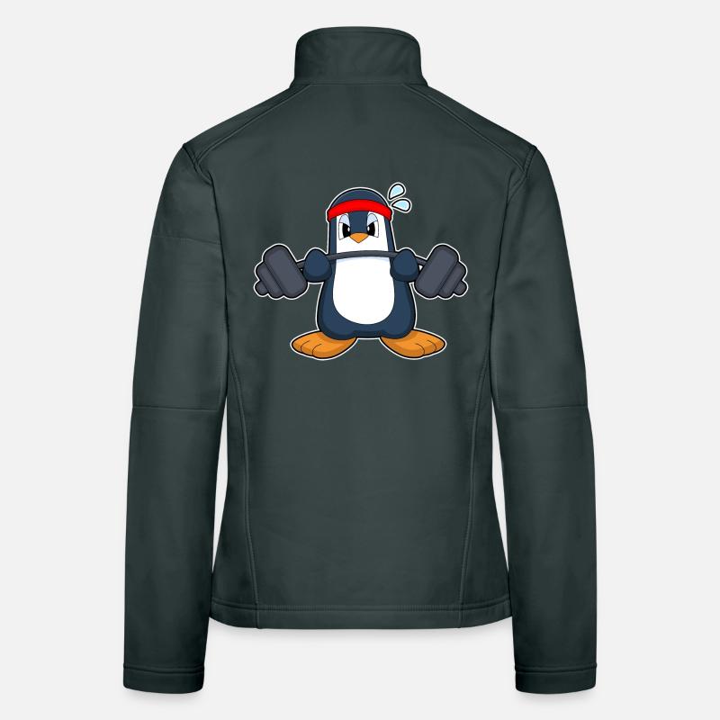 Penguin Bodybuilder Barbell Musculation Veste en tissu softshell Femme