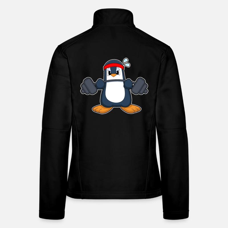 Penguin Bodybuilder Barbell Musculation Veste en tissu softshell Femme