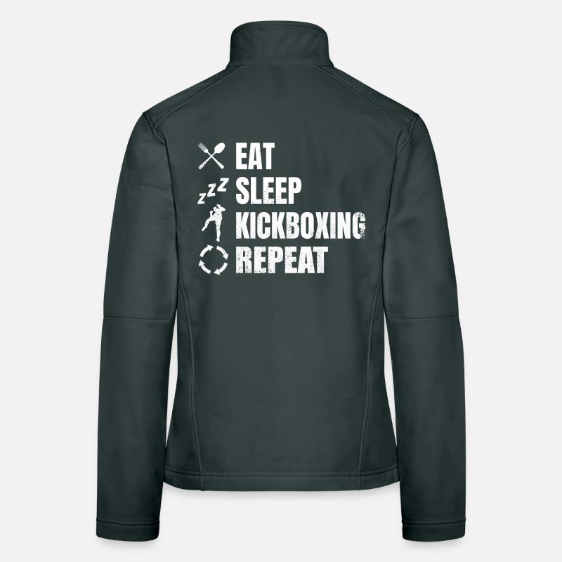 Eating, sleeping, kickboxing, repeating Women's Softshell Jacket